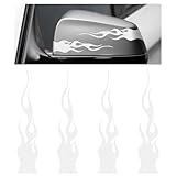 Sbulhia 4 PCS Flame Reflective Sticker, 5.9' Waterproof Flame Graphics Decals Car Body Side Safety Decor, Personalized Fire Racing Sports Stripe Stickers for Motorcycle Bike Skateboard (White)
