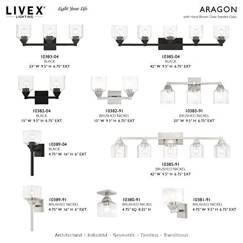 Image of Livex Lighting 10383-04 Aragon 3 Light Vanity Sconce, Black