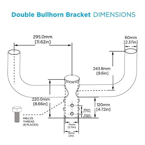 CFY LIGHTING Double Bullhorn Bracket for 2 Lights, 180 Degree Mounting, 2-3/8\" Slip Fitter, Steel, Dark Bronze, Pole Mount, 5 Year Warranty - Thumbnail 2