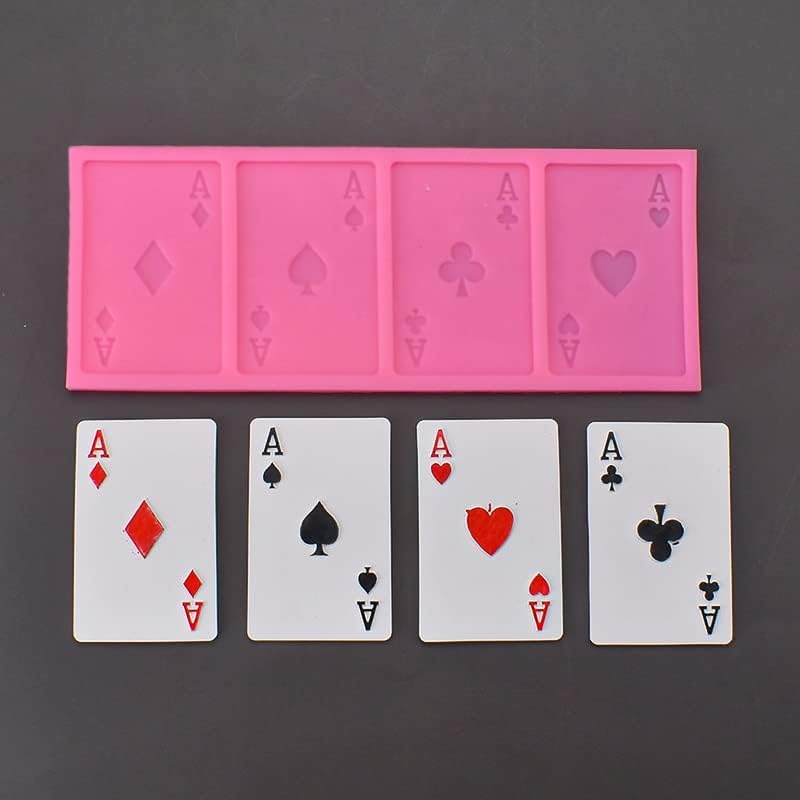 Miniatura 6 de 4 tarjetas de póquer de Ases King Fried Molde de silicona para hacer dulces de fondant, moldes de chocolate, postres, cubitos de hielo, goma,