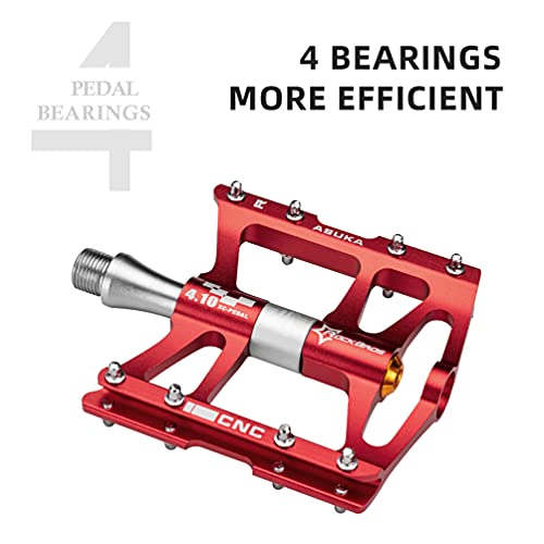 Rockbros 4 Bearings Mountain Bike Pedals Mtb Padals Platform Flat Bike Pedals Aluminum Alloy 9/16" #TOP1