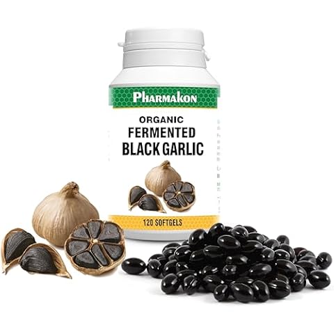 PHARMAKON Organic Aged Black Garlic, Bioavailable Soft Capsules, Wholesome, Reduced Odor (120 Count) Cover