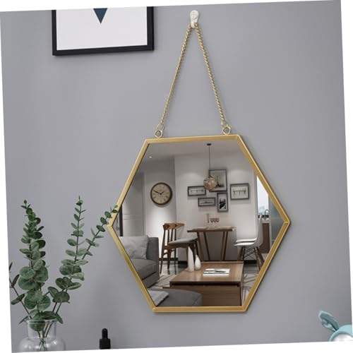 Miroir mural hexagonal suspendu grand format en verre Gatuida - 7