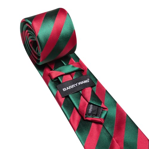 Image of Barry.Wang Man Stripe Ties Set Silk Woven Pocket Square Necktie Cufflinks Formal Party Business