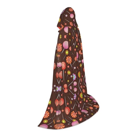 Capa con capucha unisex y estampado de piruletas para bata de cosplay de mago 2
