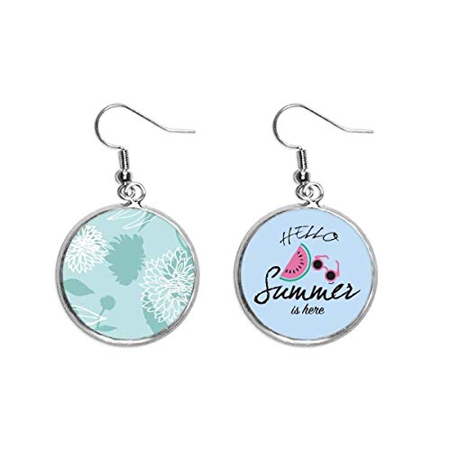 Pendientes de sandía con diseño detallado de plantas de crisantemo