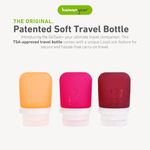 Image of humangear GoToob+ 3-Pack, Small (1.7 fl oz), Burgundy /Orange /Magenta