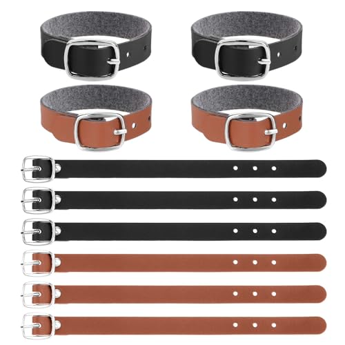Image of 10 PCS Leather Luggage Tag Straps, Cowhide Luggage Tag Loops Replacement Belts with Metal Buckle Genuine Leather Luggage Tag Loops Leather for Suitcase Travel Secure Storage Card Pass Holder