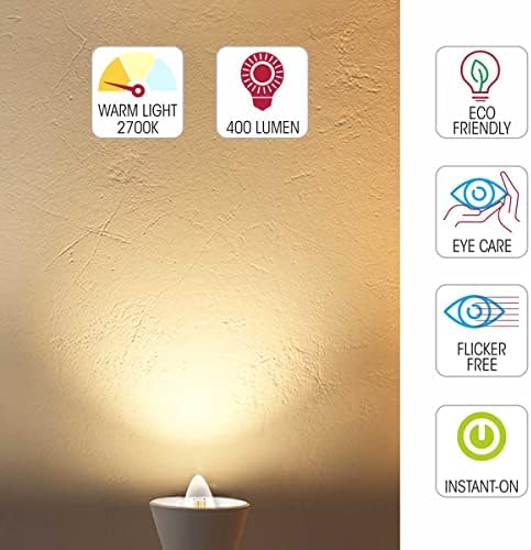 TEKLED® C35 Candle NONDIMMABLE Filament Vintage LED Bulbs | E14 Small Edison Screw | Energy Saving 4W Light Bulb 40W Equivalent | Clear 2700K 470LM | 6-Pack | Warm White