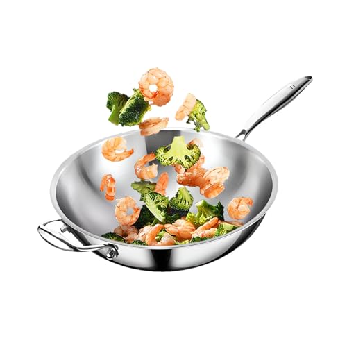Wok de titanio puro sin recubrimiento con tapa, 34 cm miniatura 1