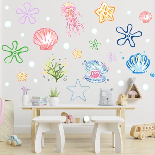 FYSUIMU 9 hojas de vinilos decoración temática oceánica miniatura 6