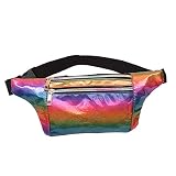 Waist Bag for Women & Men Holographic Fanny Pack Bum Bag with Adjustable Belt.(pu-Colorful)