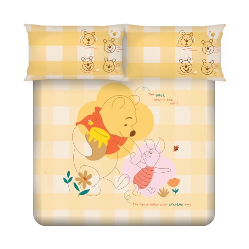 Image of Sassoon Disney Winnie The Pooh Digital Printed 100% Cotton Bedsheet with 2 Pillow Covers in 300TC