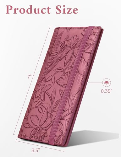 Image of Zreal Checkbook Cover for Men & Women Snakeskin Pattern, Wine Red, 7.0 x 3.5 x 0.35 inches, Minimalist