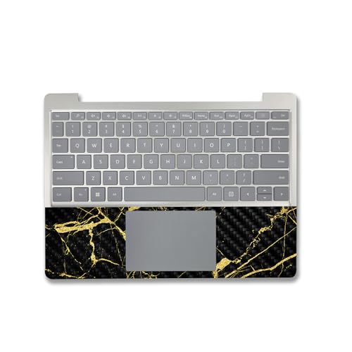 Image of MightySkins Carbon Fiber Skin Compatible with Microsoft Surface Laptop Go 3 (2023) Full Wrap Kit - Black Gold Marble | Protective, Durable Textured Carbon Fiber Finish | Made in The USA