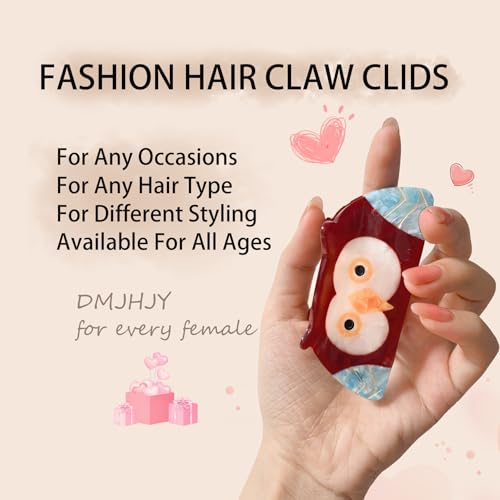 Grampos de cabelo de coruja fofos, grampos de cabelo para meninas, presilhas de cabelo médio de acet