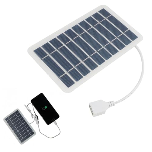 Panel Solar Portátil de 2W 5V con Conector USB, Cargador Solar Impermeable y Duradero para Teléfono Móvil, Power Bank, para Viajes y Actividades al Aire Libre, Marco de Placa Epoxi Robusto