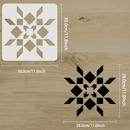 FINGERINSPIRE Barn Quilt Stencil 30x30cm Reusable Sunshine Quilt Block Stencil Diamond Pattern Stencils for Painting on Patio Floor Tile - Image 2