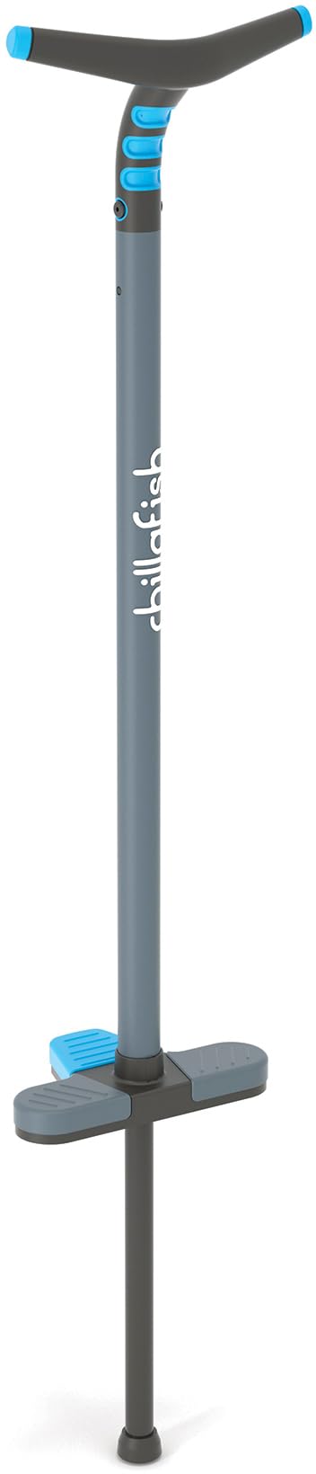 Chillafish Poogi Pogo Stick with Centralized Extra Foot Pedal to Balance on One Foot and Versatile Soft-Touch Handgrip for One or Two Hands, Ages 9 and up, Blue