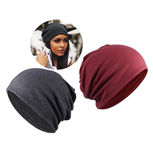 #N/A 2 Peças De Algodão Feminino Masculino Gorro Desleixado Boné De Crânio Boné Casual Verão Boné -