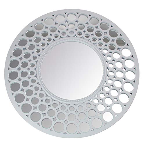 Northlight Glamorous Cascading Orbs Framed Round Wall Mirror, 24.75", White