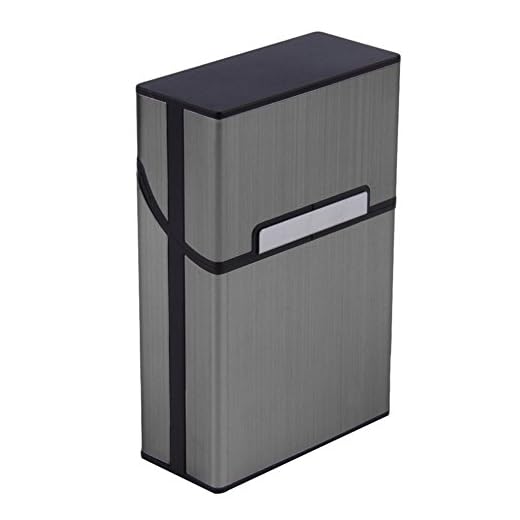 Keklle Brushed Aluminum Cigarette Case, Hard Box and Holder with Solid Magnetic Flip Top Closure (King Size) (Slate Grey)
