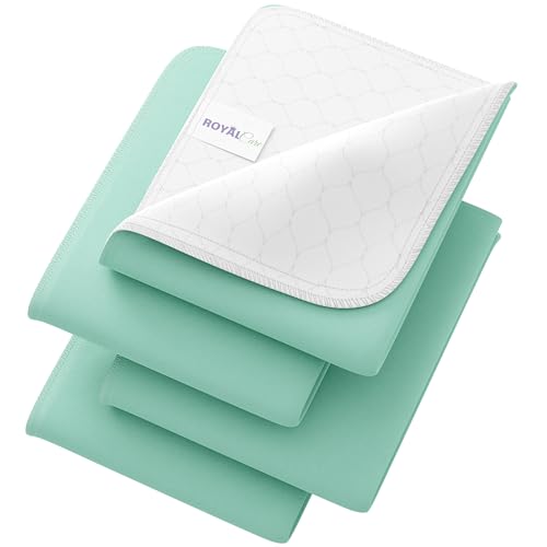 Image of Incontinence Bed Pads - 4 Pack 34"x36" Reusable Waterproof Mattress Protectors - Highly Absorbent, Machine Washable - for Children, Pets and Seniors - Green - Royal Care