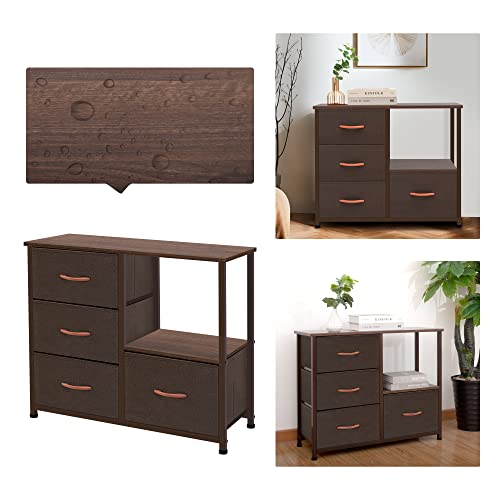 Azl1 Life Concept Storage Tower With Shelves, 4 Drawers Closet Organizer, Night Stand, Fabric Bins, Versatile Cabinet, Dresser For Bedroom, Living Room, Hallway, Wood Handles, Coffee #TOP5