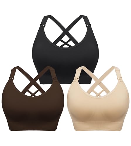 Image of Angelhood Nursing Bras for Breastfeeding, Seamless Nursing Sports Bra Support Yoga Maternity Bras Pregnancy Sleep Bralette