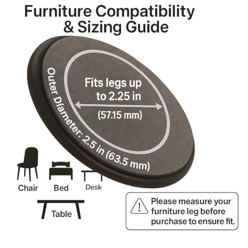 SOFTTOUCH 4291295N 2-1/2 Inch Carpet Bottom Furniture Caster Cups Round to Protect Hardwood Floors, Brown/Gray