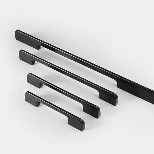 Confezione da 12 maniglie nere per armadietti, foro centrale da 224 mm, maniglie moderne per armadi da cucina, cassettiere, porte da fienile, armadi, facili da installare