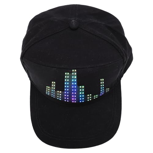Risegun Gorra de béisbol con pantalla LED, programable, Bluetooth, con control de aplicación móvil, para conciertos al aire libre, carnaval, Navidad, bares, clubes, color negro