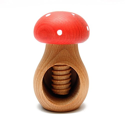 European Wood Mushroom Nut Cracker, Red