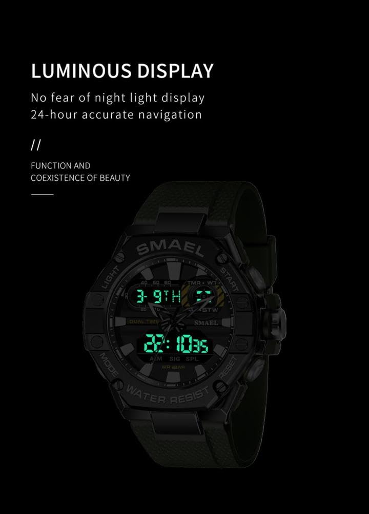 Montre Homme Digitale Outdoor Sport Grand Cadran Militaire Multifonction Étanche Montre LED Lumière Alarme Calendrier Date Montre