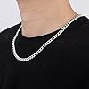 MAIBAOTA Mens Necklace Silver Stainless Steel Cuban Chain Men's Necklaces Jewellery Gifts for Men 6mm Width 46cm Length #2