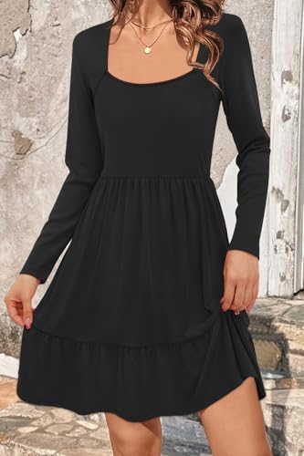 Image of Newshows Women's 2026 Summer Casual Square Neck Ruffle A Line Beach Vacation Sundress Work Business Dress with Pockets