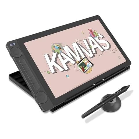2024 HUION Kamvas 13 (Gen 3) Drawing Tablet with Screen,13.3" Full-laminated Art Tablet with Anti-sparkle Canvas Glass, 99% sRGB, PenTech 4.0, 16384 Pen Pressure, Dual Dial for PC, Mac, Android, Black Cover