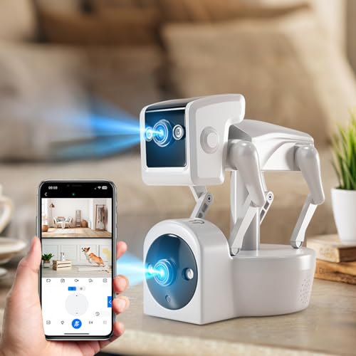 Image of AEZ Robot Camera 1080P Dual-Lens, 360 Pan-Tilt Indoor Security Camera with 2-Way Talk, AI Motion Detection, 2.4G WiFi Color Night Vision, and Remote App Control for Cats /Dogs /Baby /Elderly Monitoring