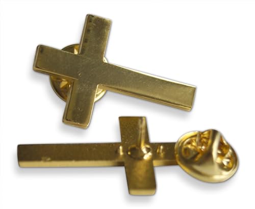 Image of Novel Merk Christian Cross Icon Religious Lapel Pin, Hat Pin & Tie Tack Set with Clutch Back