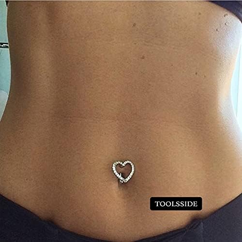 TOOLSSIDE VCH Piercing Jewelry with Shining Stones Stainless Steel Heart Belly Button Ring Navel Piercing Jewelry Belly Rings for Women 14G Belly Button Piercing - Image 7