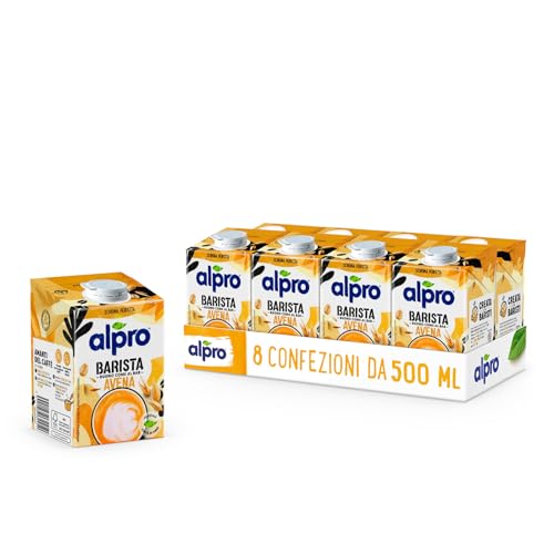 ALPRO BARISTA, bevanda all'AVENA, 100% vegetali, ideale con il caffè (8 confezioni da 500 ml)