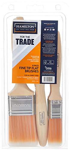 Hamilton for The Trade Flat Tip Paintbrushes Brushes 6 Pack 2 x 1in, 2 x 1.5in, 2 x 2in