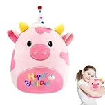 8" Cute Happy Birthday Squishmallow Pink Unicorn Cow for Girls, Soft Unicorn Pillow Plush Cow Doll Cuddly Toy Stuffed Animal for Kids Birthday Gifts,Home Decoration