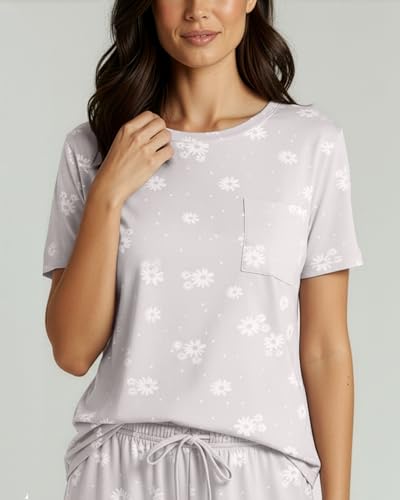 Image of Real Essentials 2 Pack: Women's Short Sleeve Pajama Short Set - Comfy Lightweight Soft Lounge Sleepwear (Plus