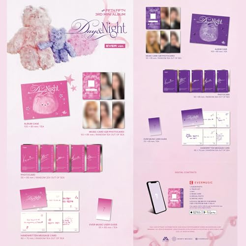 FIFTY FIFTY - [Day & Night] (Day / EVER Ver.) Album Case + Music Card + Photocard + Handwritten Message + Ever Music User Guide + 3 Extra Photocards
