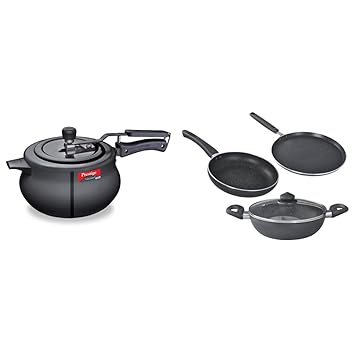 Prestige Metal Induction Granite Handi and Granite with Glass Lid