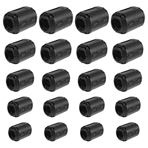 Bloepum 20 Pieces Clip-on Ferrite Ring Core RFI Noise Suppressor Cable Clip for 3mm/ 5mm/ 7mm/ 9mm/ 13mm Diameter Cable, Black