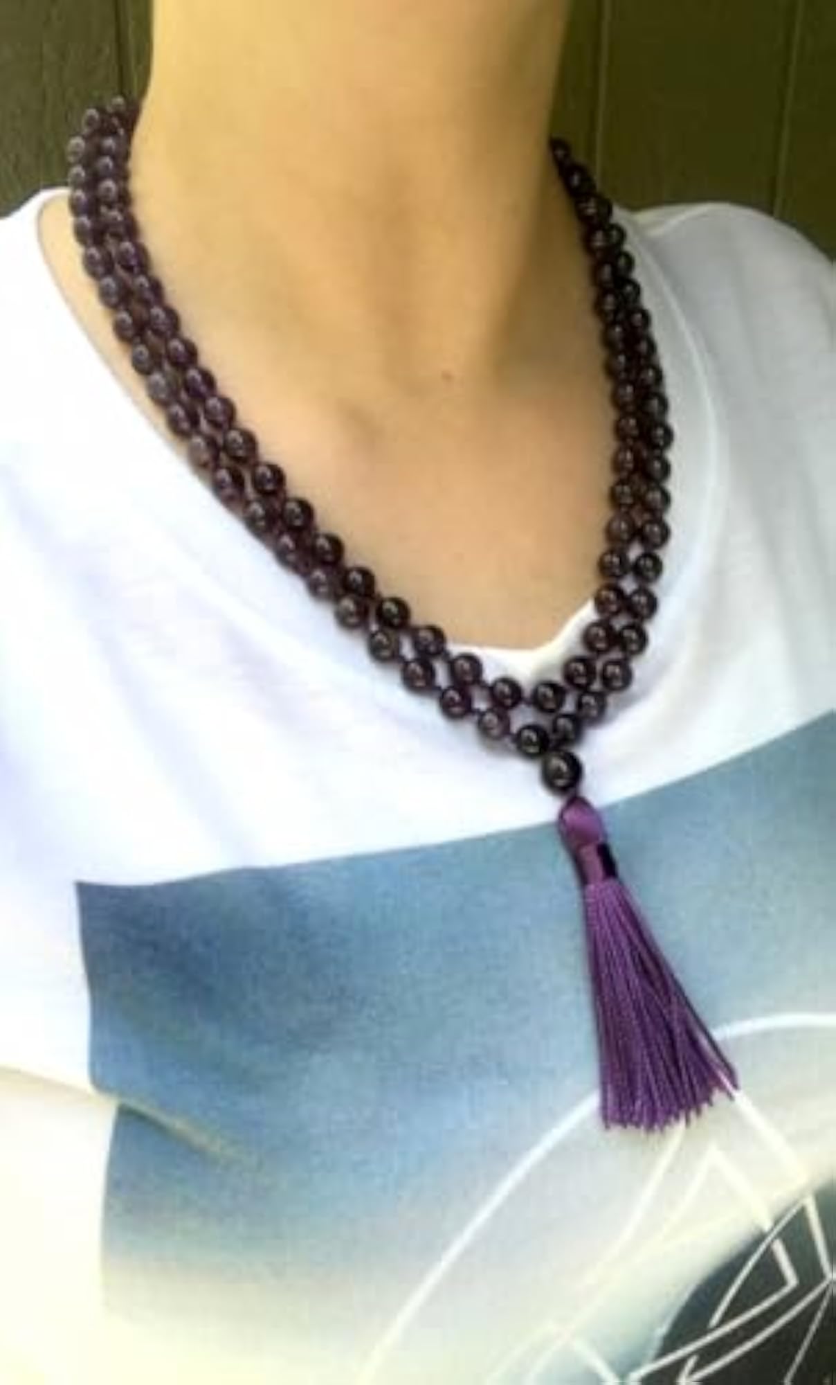 Natural Amethyst 108+1 Beads Handmade Prayer Mala Necklace