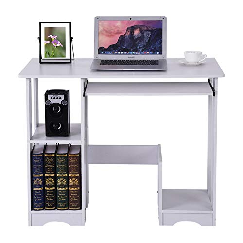 Desktop Home Computer Desk with Storage Shelves/Keyboard Tray,Small Work Study Desks Table for Home Office