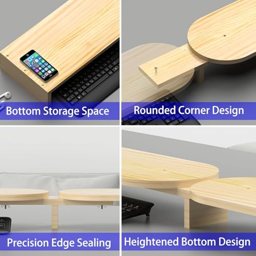 Support de moniteur double écran en bois massif réglable pour angle - 6